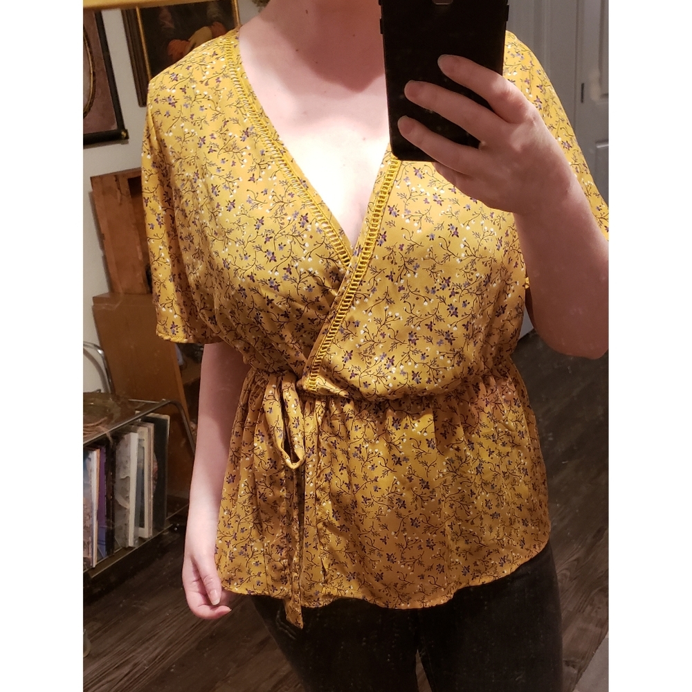 Floral Brown Mustard Blouse
